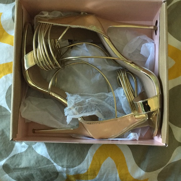 Strappy Gold Stilettos from Charlotte Russe - Picture 2 of 5